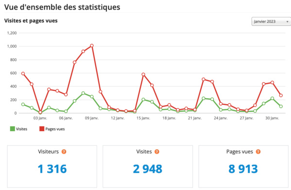 Statistiques visites janvier 2023