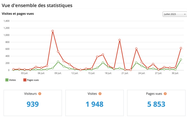 Statistiques visites juillet 2023