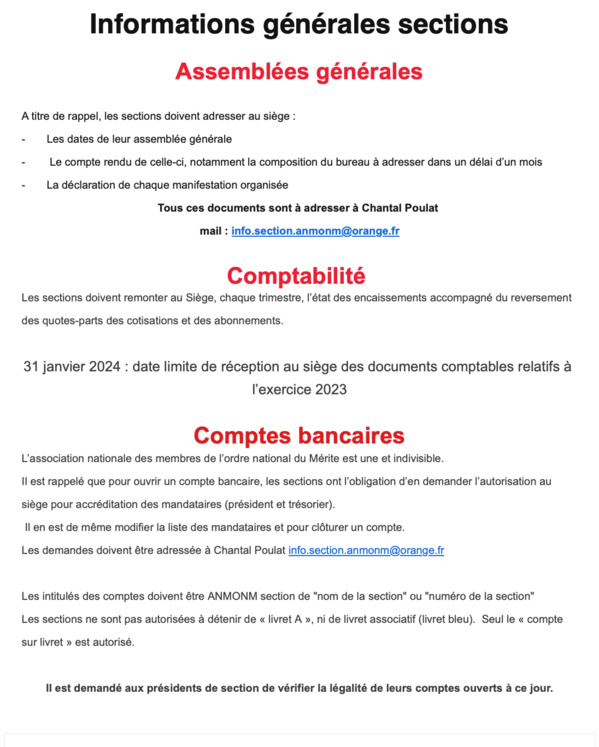 Lettre d'information du siège N°1 - septembre 2023