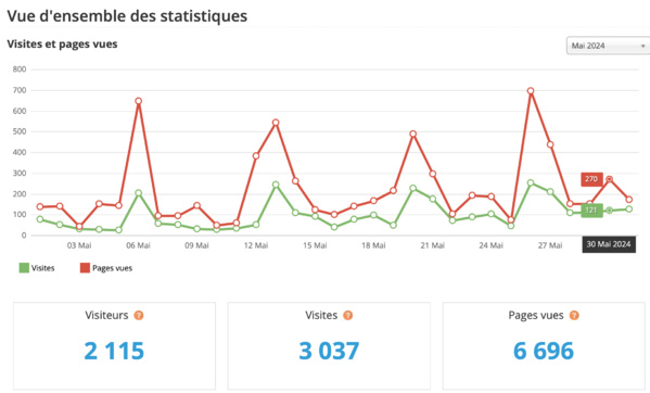 Statistiques visites mai 2024