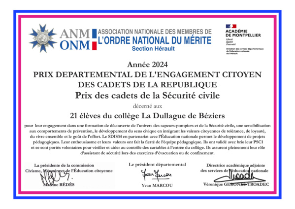 Prix départemental des cadets de la Sécurité civile