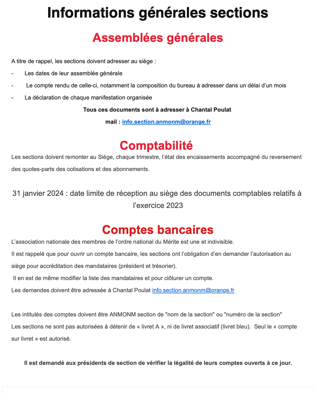 Lettre d'information du siège N°1 - septembre 2023