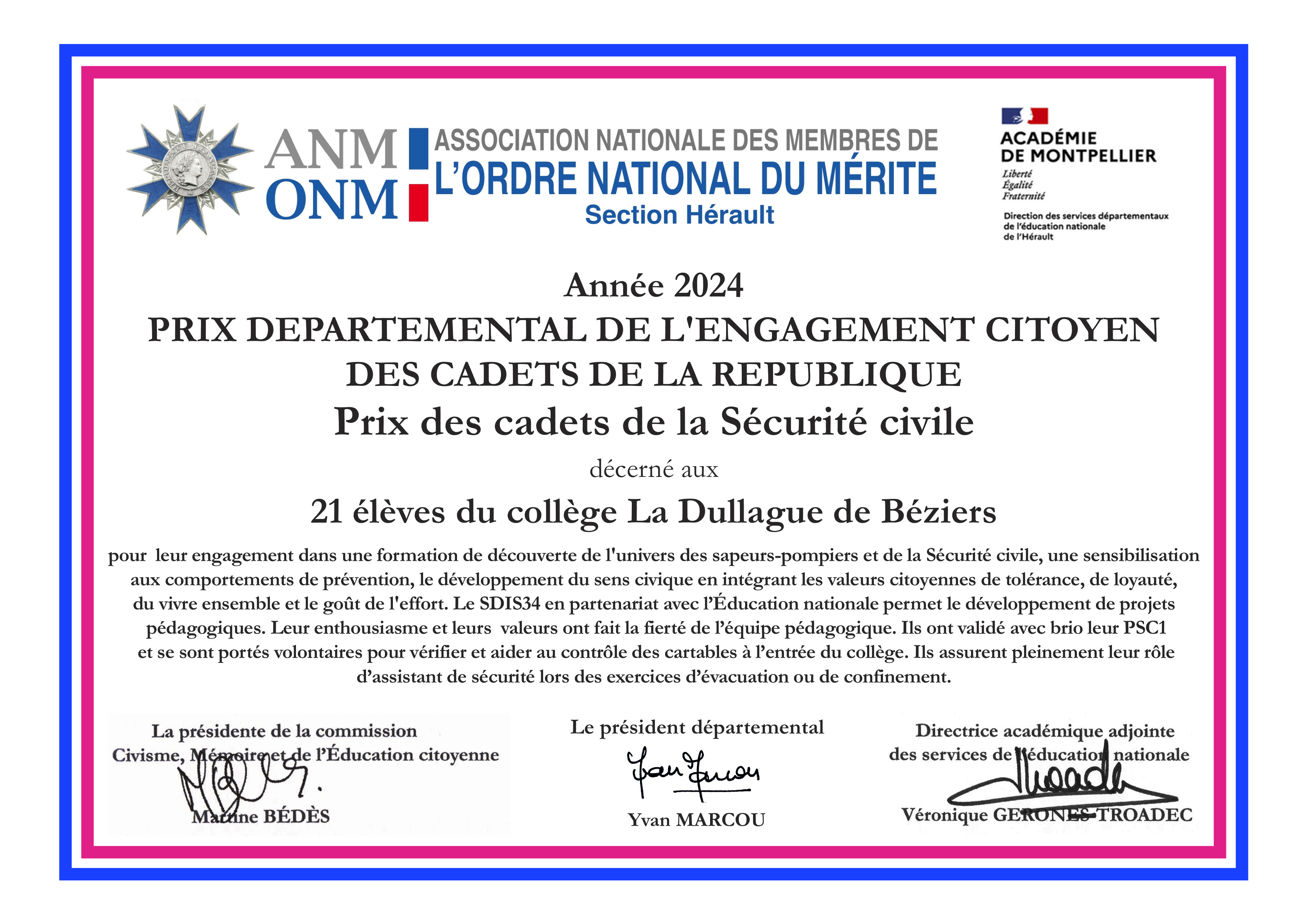 Prix départemental des cadets de la Sécurité civile